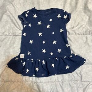 Ralph Lauren Baby Navy White Star Print Ruffle Dress 12 Months USA Americana